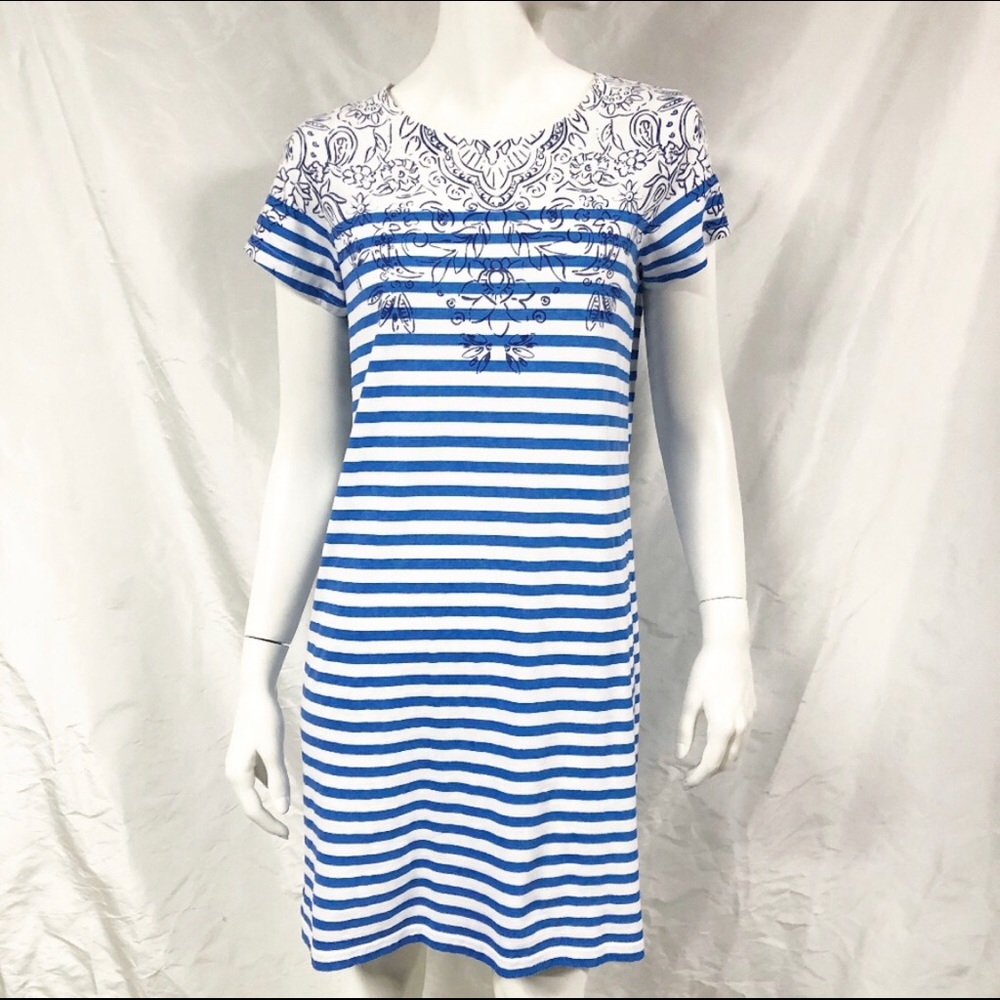 Vineyard Vines blue & white Nautical Stripe T-Shirt Dress Small
